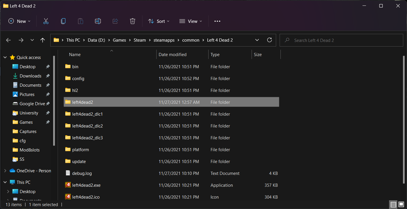 Open left4dead2 folder